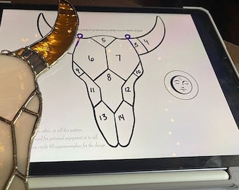 Beginner pattern,  Stained glass bull skull pattern, beginner pattern, unique gifts, holiday gifts, christmas giftsMothers day