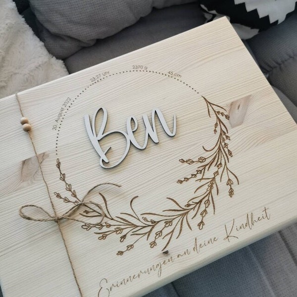 Memory box birth baptism birthday wooden box for birth birthday wood personalized