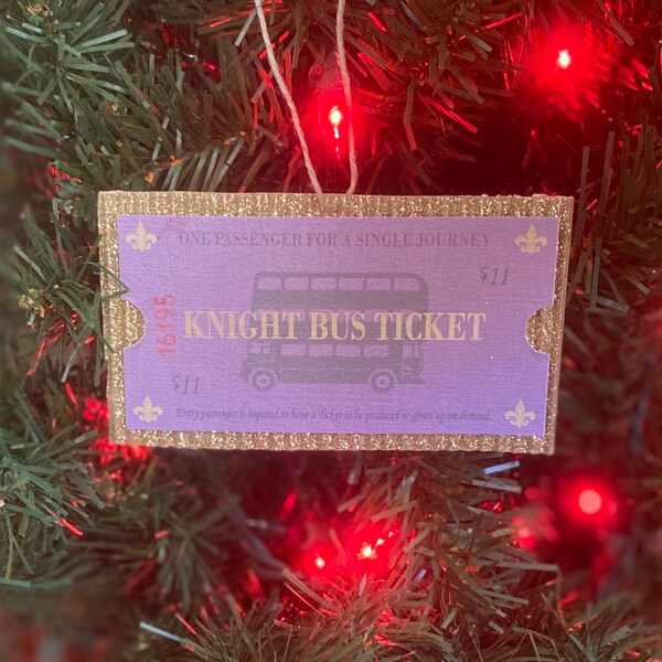 Knight bus ticket ornament, Liquid Luck glitter ornament, Hogwarts train ticket ornament, Harry Potter inspired ornaments, Wizarding world