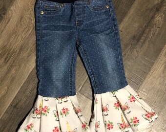 Bell bottoms for girls, unicorn bell bottoms, little girl clothing