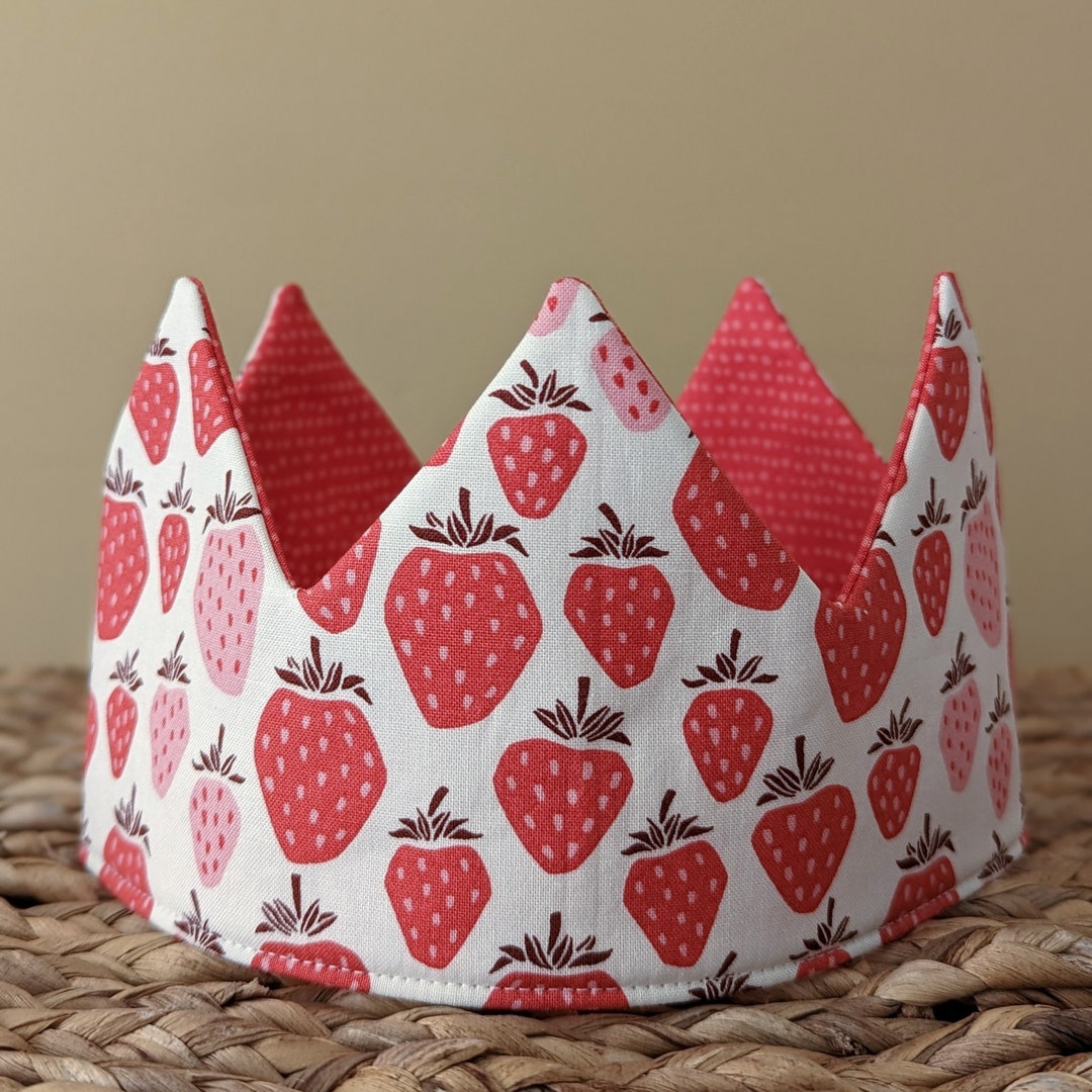 Sweet Strawberry Themed Fabric Crown! Birthday Party, Dress Up/pretend ...