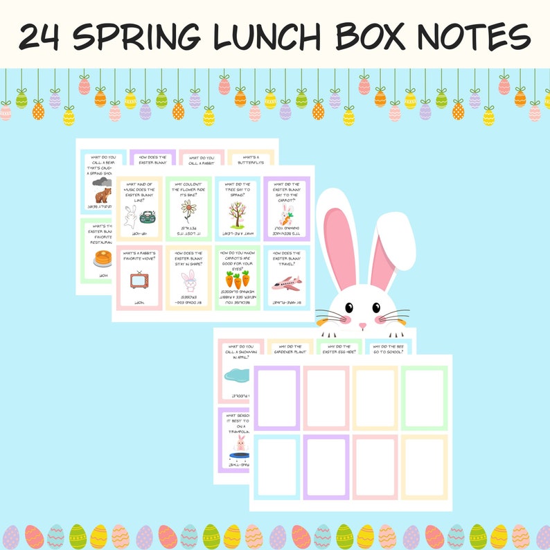 Spring Easter Lunch Box Notes Printable Kids Lunchbox Jokes for Spring ...
