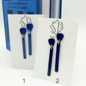 1 Paar minimalistische Emailleohrringe mit Steckerelement, blau in 2 verschiedenen Tönen, Silberverschluss, beidseitig echt emailliert