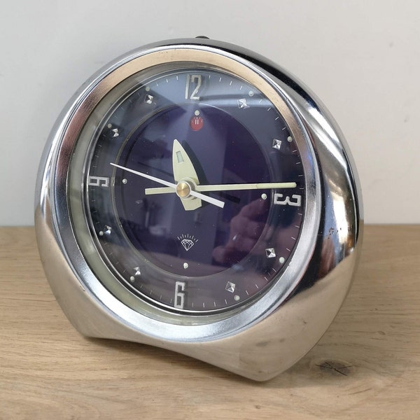 1970's Jewel Space Age alarm clock in midnight blue | Made in China | Working table clock with alarm | Analog alarm clock from the seventies