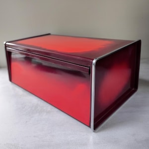 Vintage Brabantia bread bin | Red flamed bread container with a hinged lid | 1970s kitchen