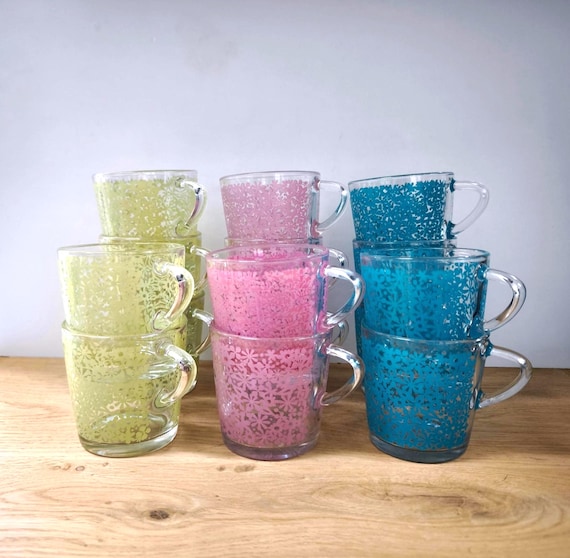 Vintage IKEA GODTA Teegläser (200 ml) in 3 verschiedenen Farben | Durchbrochenes Gelb, Rosa und Türkis | Einzelpreis: Mix and Match!