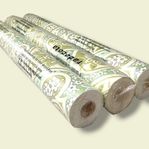 Lotto di 3 rotoli di carta da parati vintage con motivo floreale retrò | Inutilizzato nella confezione originale | Un totale di 31 metri di carta da parati degli anni Sessanta