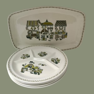 Figgjo Norwegian sushi plates with serving bowl | FIGGJO Flint MARKET Turi Design | Figgjo Market compartment signs
