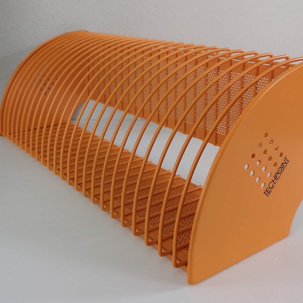 Orange Techpoint CD holder rack | CD rack made of metal | Nineties orange metal holder for 24 CDs