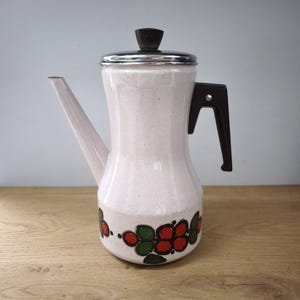 Caffettiera vintage in smalto Westfalia - anni '70 - Germania Ovest - Motivo floreale retrò