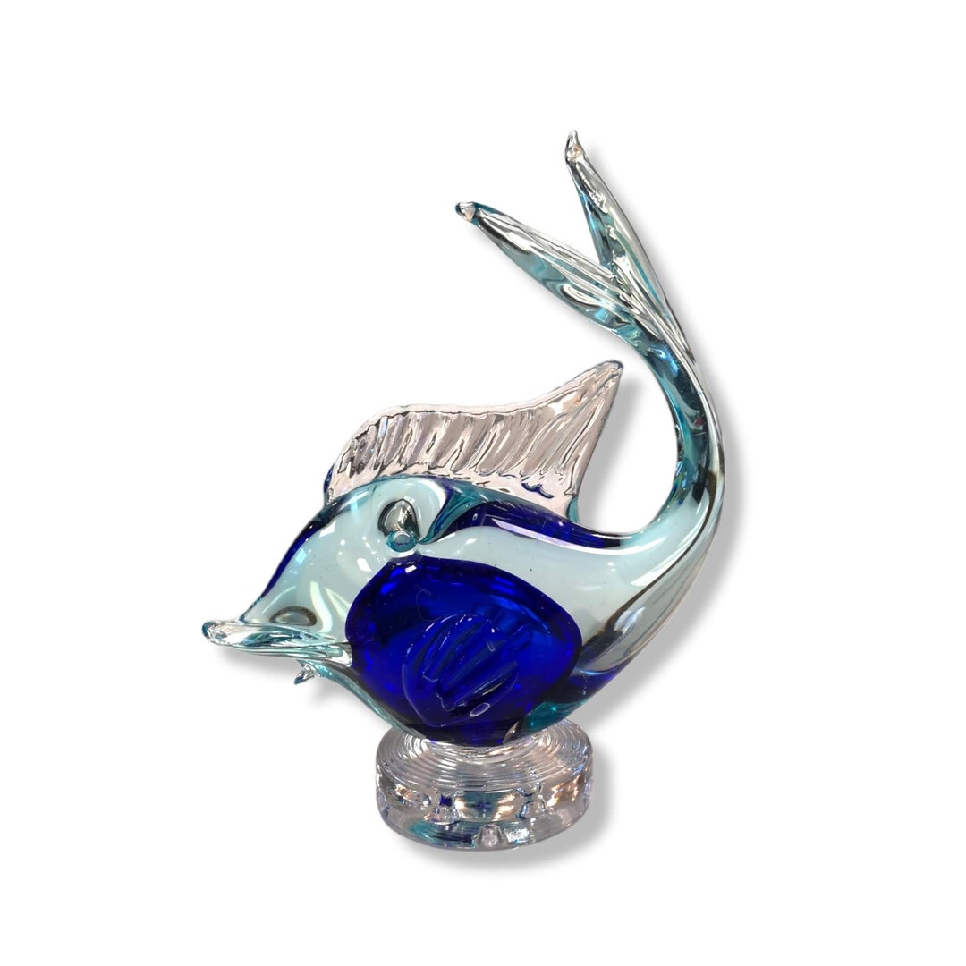 1960's Large Murano Fish Glass Sculpture 20 X 16 Cm Etsy