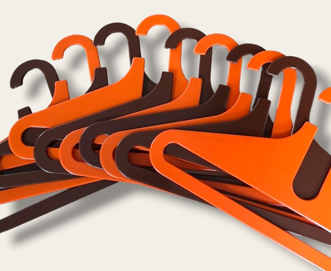 Vintage Space Age Plastic Clothes Hangers in Brown Still 5 Pieces