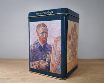 Vincent van Gogh Verzamelblik | Rosenberg Holland | Kunstblik met Zelfportret & Zonnebloemen | Decoratieve Voorraadbus