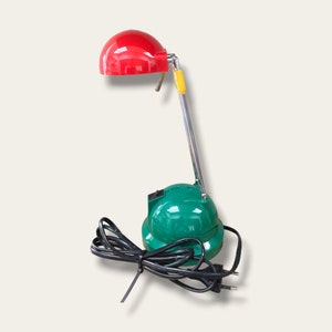 1980&#39;s Memphis Style Desk Lamp | Postmodern Table Lamp in Red, Yellow and Green | Pop Art Design Lamp from the Eighties