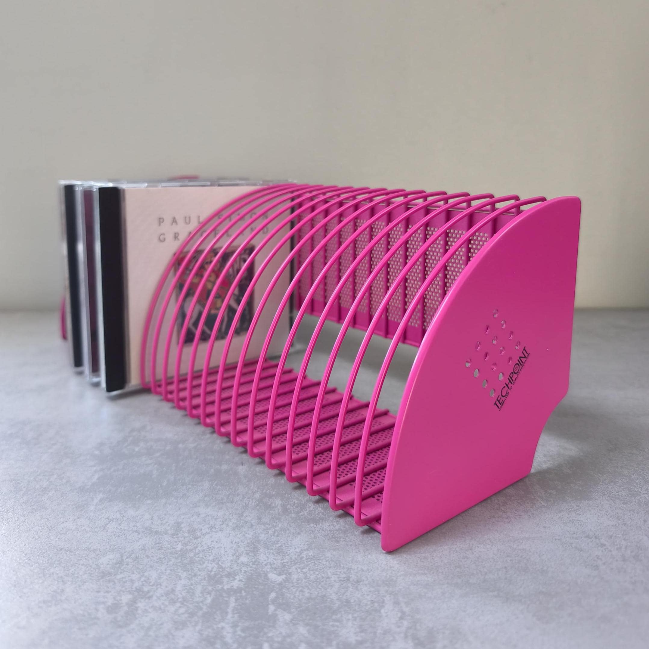 Pink Metal Techpoint CD Holder Rack | Metal CD Rack | 1990s Bright