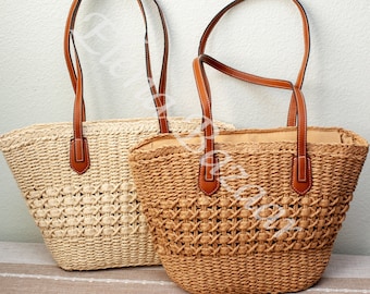 Women's Straw Weave Tote Bag, Hand Woven Bag, Fashion Casual Bag, Gift for Her, Women's Woven Bag, Straw Bag