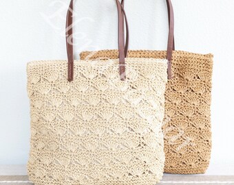 Women's Straw Weave Tote Bag, Hand Woven, Fashion Casual Bag, Gift for Her, Women's Woven Bag, Straw Bag