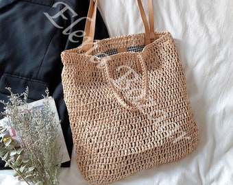 Women's Straw Weave Tote Bag, Hand Woven, Fashion Casual Bag, Gift for Her, Women's Woven Bag, Straw Bag