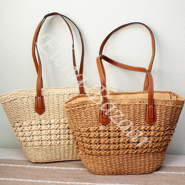 Women's Straw Weave Tote Bag, Hand Woven Bag, Fashion Casual Bag, Gift for Her, Women's Woven Bag, Straw Bag