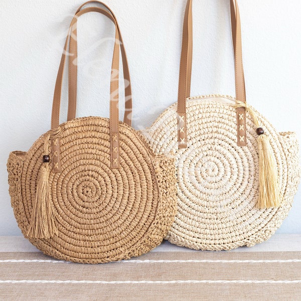 Women's Straw Weave Tote Bag, Hand Woven Beach Bag, Fashion Casual Bag, Gift for Her, Women's Woven Bag, Straw Bag