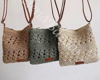 Women's Straw Weave Crossbody Bag, Beach Crossbody, Fashion Casual Crossbody Straw Bag, Gift for Her, Women's Woven Bag, Straw Crossbody Bag