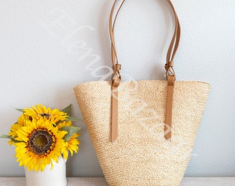 Women's Raffia Straw Weave Tote Bag, Woven Raffia Beach Bag, Fashion Raffia Casual Bag, Gift for Her, Women's Woven Bag, Straw Raffia Bag