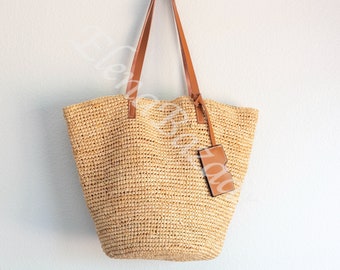 Women's Raffia Straw Weave Tote Bag, Woven Raffia Beach Bag, Fashion Raffia Casual Bag, Gift for Her, Women's Woven Bag, Straw Raffia Bag