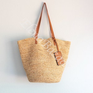 Women's Raffia Straw Weave Tote Bag, Woven Raffia Beach Bag, Fashion Raffia Casual Bag, Gift for Her, Women's Woven Bag, Straw Raffia Bag