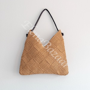 Women's Straw Weave Tote Bag, Woven Beach Bag, Fashion Casual Bag, Gift for Her, Women's Woven Bag, Straw Bag