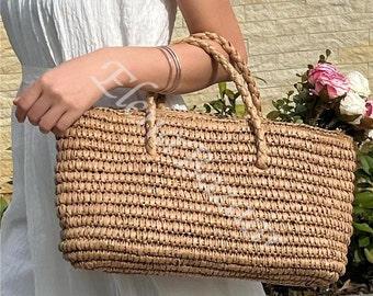 Women's Straw Weave Tote Bag, Hand Woven Beach Bag, Fashion Casual Bag, Gift for Her, Women's Woven Bag, Straw Bag