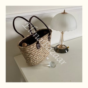 Women's Straw Weave Tote Bag, Hand Woven Basket Bag, Fashion Casual Basket Bag, Gift for Her, Women's Woven Basket Bag, Straw Basket Bag image 5
