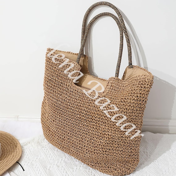 Women's Straw Weave Tote Bag Hand Woven Fashion Casual - Etsy