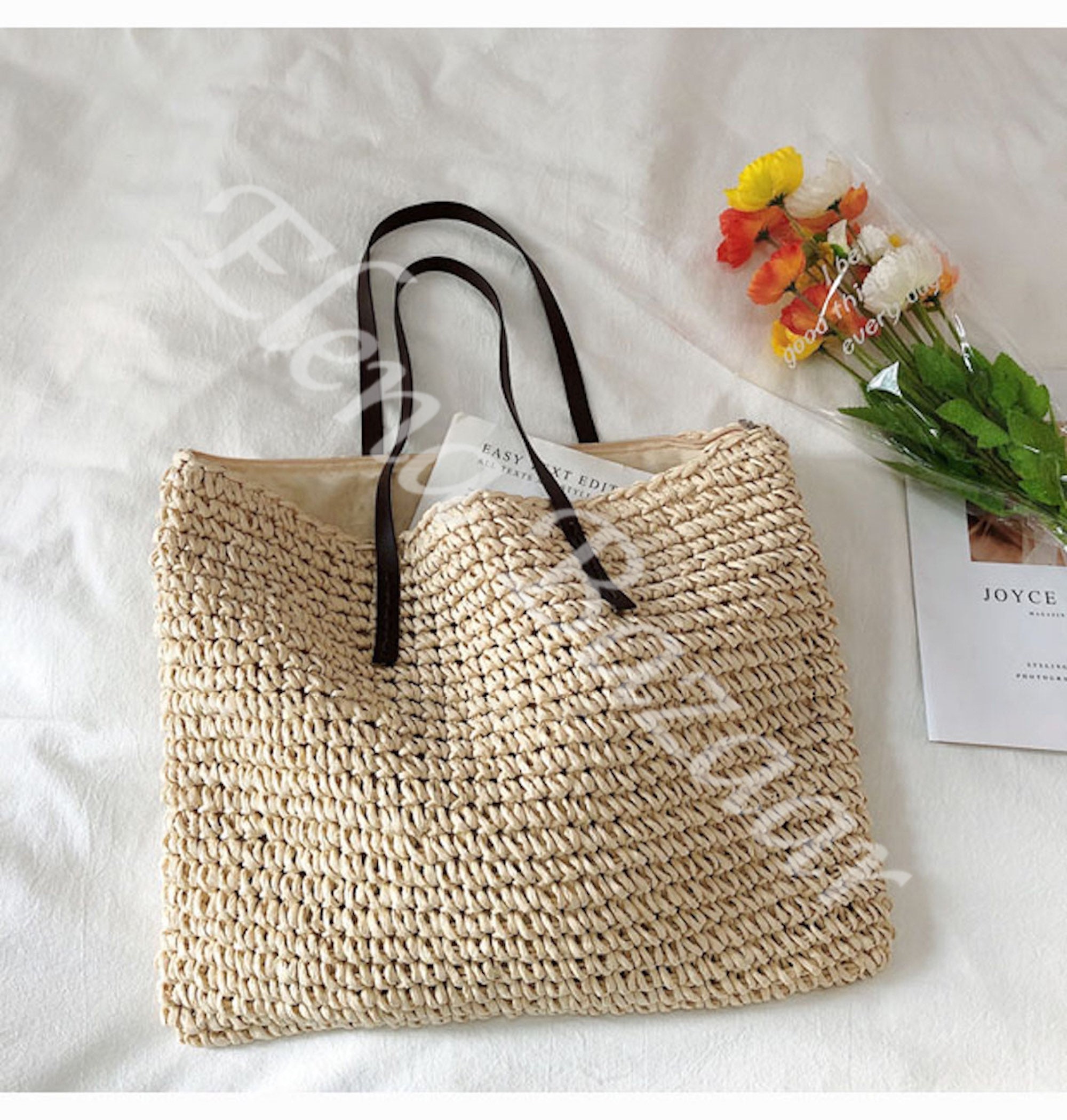 Women's Straw Weave Tote Bag Hand Woven Fashion Casual - Etsy