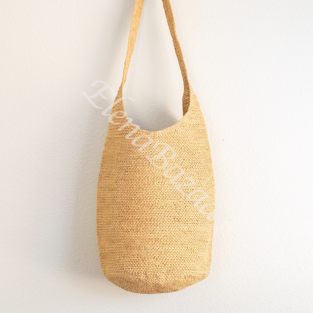 Women's Raffia Straw Weave Basket Bag, Woven Raffia Basket Beach Bag