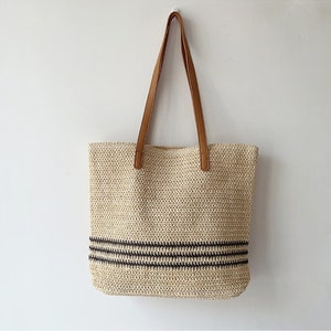 Women's Straw Weave Tote Bag, Hand Woven, Fashion Casual Bag, Gift for ...