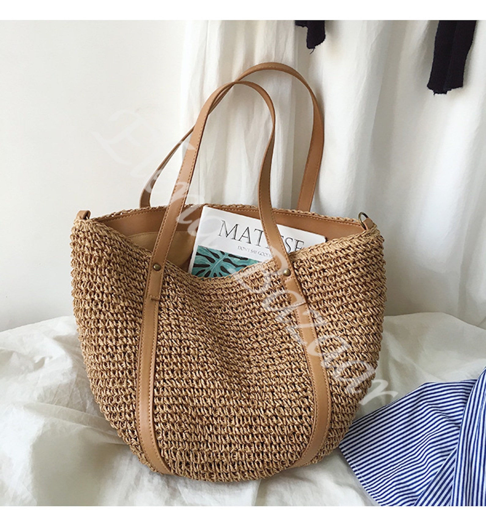 Women's Straw Weave Tote Bag Hand Woven Fashion Casual - Etsy