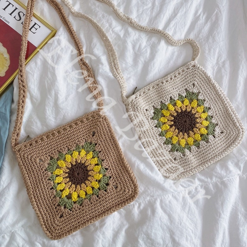 Handmade Crochet Sunflower Purse Hand Woven Crossbody Bag - Etsy