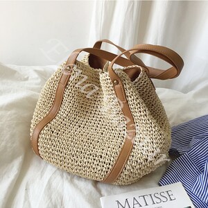 Women's Straw Weave Tote Bag Hand Woven Fashion Casual - Etsy