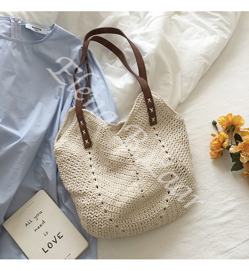 Retro Cotton Knitted Shoulder Bag Hand Woven Fashion Casual - Etsy