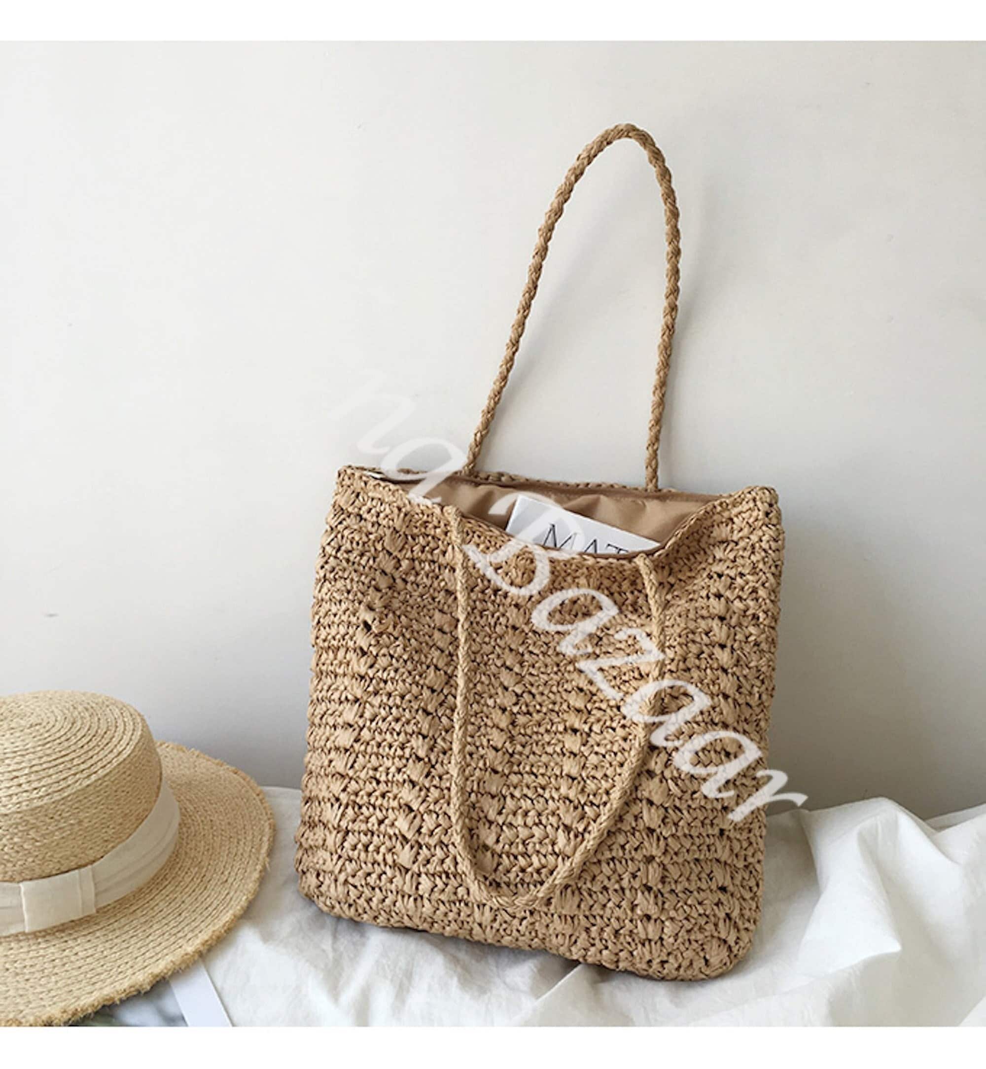 Soldaat Leeuw Resultaat Women's Straw Weave Tote Bag Woven Beach Bag Fashion - Etsy