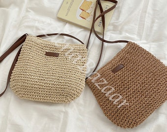 Sac à bandoulière en paille tressée pour femme, sac à bandoulière de plage, sac à bandoulière en paille décontracté mode, cadeau pour elle, sac tissé pour femme, sac à bandoulière en paille