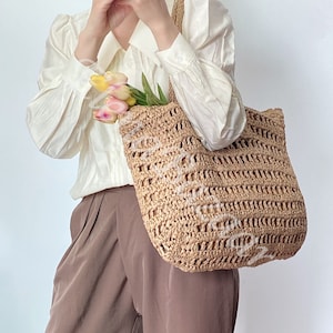 Women's Straw Weave Tote Bag Woven Beach Bag Fashion - Etsy