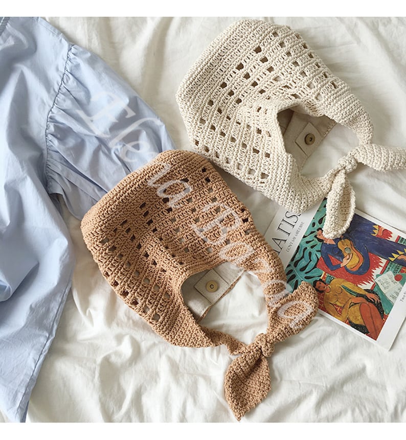 Crochet Cotton Bucket Bag Minimalistic Basket Design Hand | Etsy