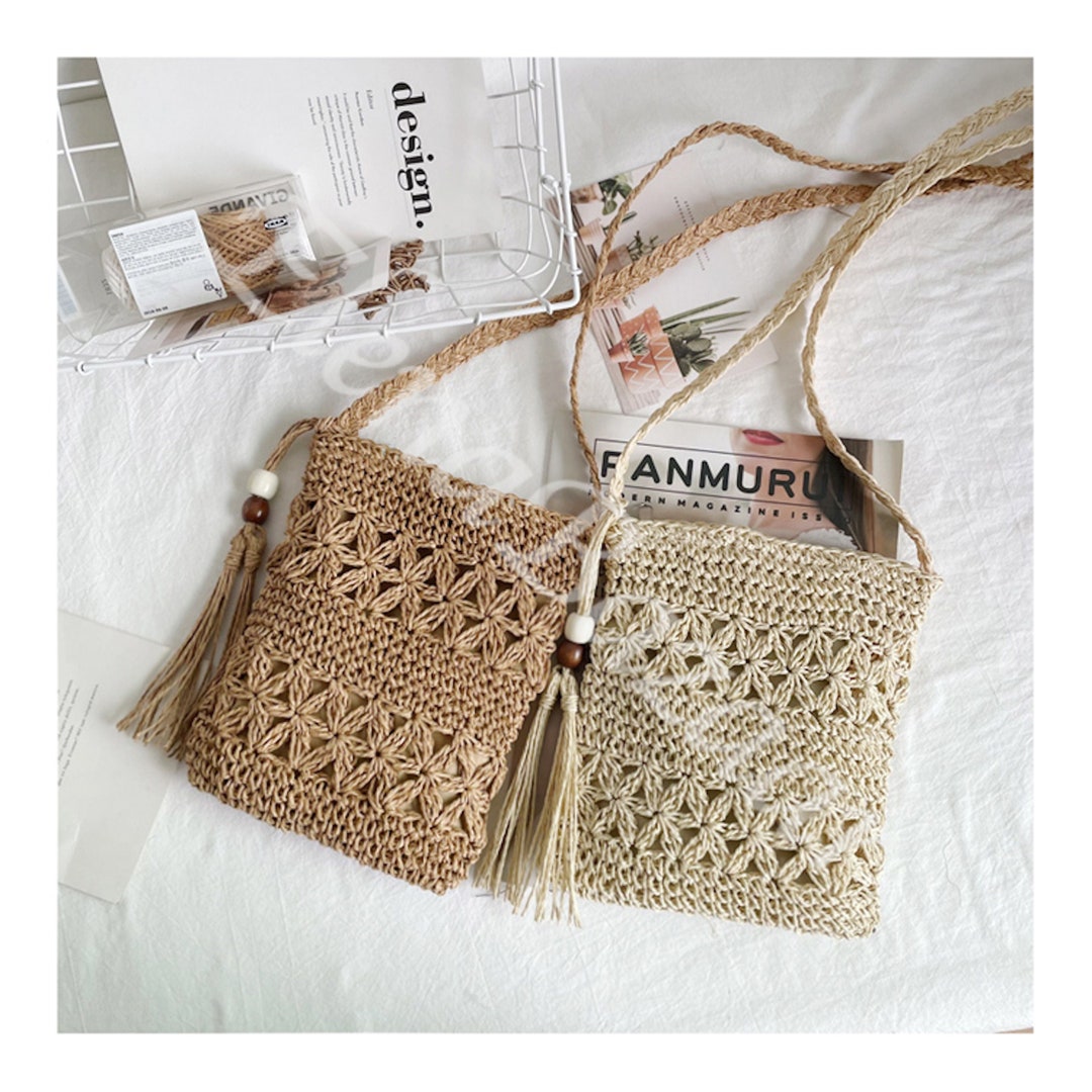 Women's Straw Weave Crossbody Bag, Beach Crossbody, Fashion Casual Crossbody Straw Bag, Gift for