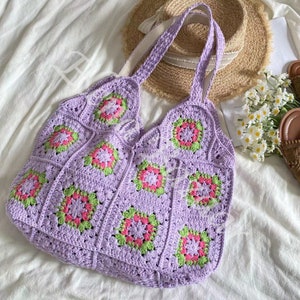 Handmade Crochet Floral Bucket Bag, Hand Woven Bag, Fashion Casual Bag ...