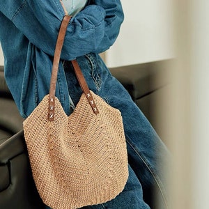Retro Cotton Knitted Shoulder Bag, Hand Woven, Fashion Casual Bag, Gift ...
