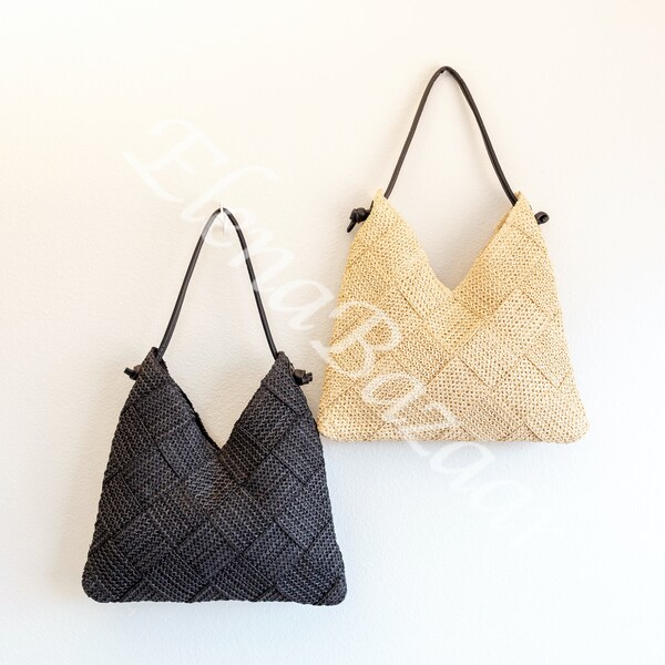 Women's Straw Weave Tote Bag, Woven Beach Bag, Fashion Casual Bag, Gift for Her, Women's Woven Bag, Straw Bag