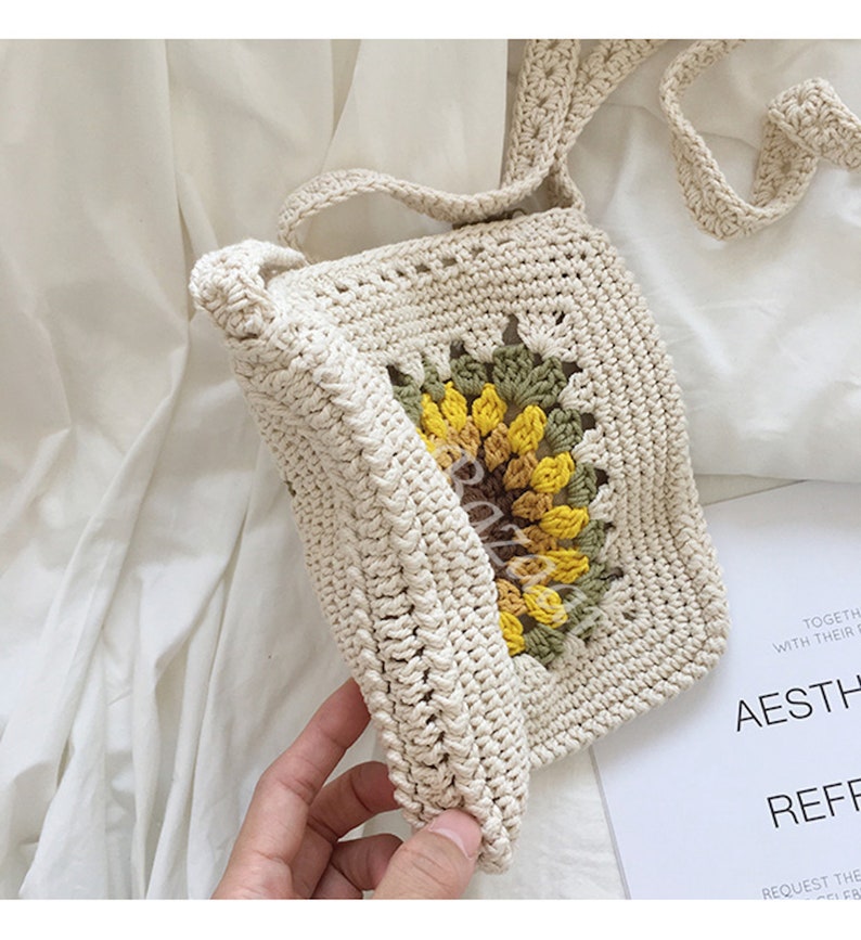 Handmade Crochet Sunflower Purse Hand Woven Crossbody Bag - Etsy