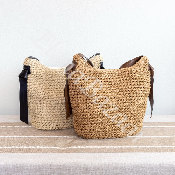 Women's Straw Weave Tote Bag, Hand Woven Beach Bag, Fashion Casual Bag, Gift for Her, Women's Woven Bag, Straw Bag