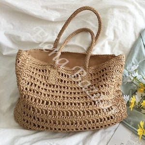 Women's Straw Weave Tote Bag, Woven Beach Bag, Fashion Casual Bag, Gift for Her, Women's Woven Bag, Straw Bag, Straw Tote Bag